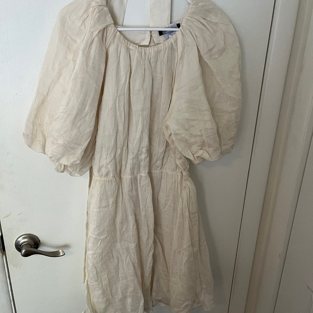 Banana Republic Ramie Puff Sleeve Open Back